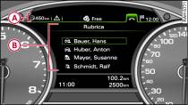 Visualizzazione sul display del sistema d'informazione per il conducente